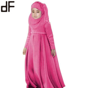 Abito Abaya Verde Lungo con Maniche Lunghe e Bordi in Pizzo per Bambine Musulmane, Abbigliamento Islamico Turco OEM, Vestito Hijab per Ragazze <span class=keywords><strong>Giovani</strong></span> - Product Image 5