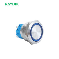 Bouton-poussoir momentané en métal éclairé par LED, étanche, en acier inoxydable, 25 mm
