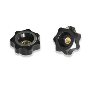 Poignée étoile en bakélite noire à trou traversant, bouton de serrage à sept coins pour tiroir, commode, armoire - Product Image 1