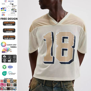 Maillots <span class=keywords><strong>de</strong></span> football en mesh personnalisés <span class=keywords><strong>de</strong></span> haute qualité pour hommes, unisexes, <span class=keywords><strong>col</strong></span> en <span class=keywords><strong>V</strong></span> décontracté, manches courtes, impression numérique, respirant - Product Image 1