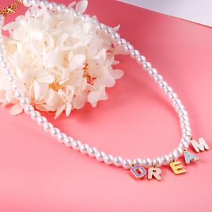 Nouveau design 2022 – Collier pendentif en acier inoxydable plaqué or 18 carats avec chaîne de perles et diamants colorés, bijou populaire et mignon - Product Image 5