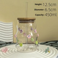 Tasse à jus et thé au lait en verre borosilicate de style coréen, grande capacité, avec couvercle anti-fuite et paille, compatible lave-vaisselle et micro-ondes, pour femme