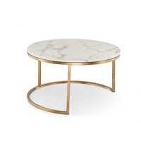 Table basse ronde de luxe pour salon, plateau en marbre, acier inoxydable, décoration d'intérieur, table centrale pour la maison et l'hôtel