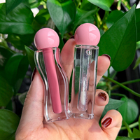 Gloss à lèvres ondulé rose dégradé de luxe avec capuchon à bille, logo personnalisé, huile à lèvres hydratante hautement pigmentée, gloss à lèvres, maquillage pour les lèvres en marque privée