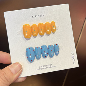 <span class=keywords><strong>Ongles</strong></span> artificiels vintage ludiques couleur unie, motif œil de chat magnétique à pois, réutilisables, courts, 10 pièces, faits main en acrylique - Product Image 4