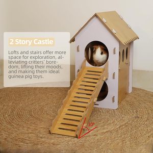 Cachette pour petits animaux - hérisson ou souris - <span class=keywords><strong>Cabane</strong></span> <span class=keywords><strong>en</strong></span> <span class=keywords><strong>bois</strong></span> ventilée pour cochon d'Inde avec plusieurs portes - Product Image 4