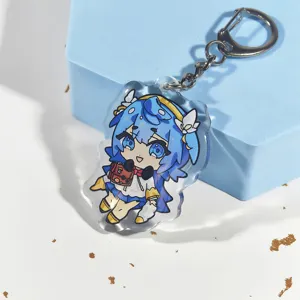 Promotionele Fabrieksdruk Duidelijke Aangepaste Epoxyhars Glitter Cartoon Acryl Anime Bedels Sleutelhanger