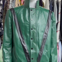 Veste en cuir rouge de luxe imperméable avec motif à carreaux en jean et lettres, fermeture éclair, pour cosplay hivernal