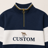 Survêtement deux pièces personnalisé pour femme grande taille, en coton vintage, avec blocs de couleur, pull demi-zip et motif brodé avec logo personnalisé