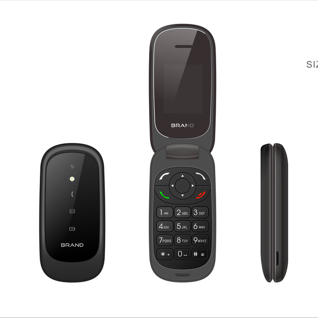 OEM 1.77inch Flip Phone with Feature Keypad Dual Language (Spanish German & French) 2G GSM Mobile Wholesale Flip Phone F9