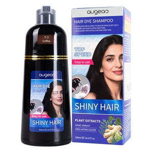 Augeas 500ml Permanent Black Dark Brown Herbal Plants Extracts Easy to Use Shiny Hair Dye Shampoo - Product Image 3