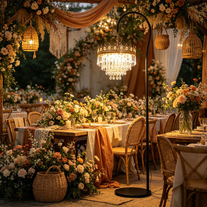 Lampada da Terra a Corona di Cristallo per il Primo Ballo di Nozze, Luce Romantica per la Decorazione Centrale della Pista da Ballo, Lampada da Terra Moderna per Matrimoni - Product Image 1