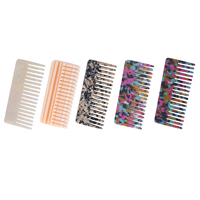 JunYiBeauty Vente en gros Peigne de coiffure droit pour barbier, brosse à cheveux à dents larges et peignes carrés ultra-fins en acétate pour femmes