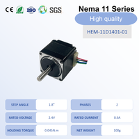 Moteur pas à pas Nema 11, 1,8°, 2 phases, 0,045 N.m, 6,37 oz.in, 2,4 V, 0,6 A, arbre en D, 100 g pour imprimante 3D, CNC, robot médical, automatisation
