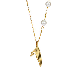 Collier avec pendentif queue de poisson en acier titane 2022, bijoux de tempérament, perle Danty - Product Image 6