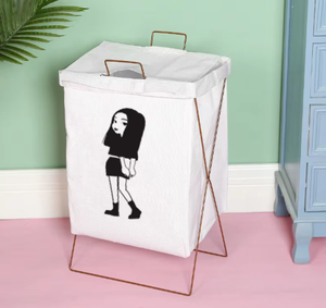 Foldable Laundry Basket 40L Fabric Storage <b>Hamper</b> with Metal X Frame Lid Laundry Room Bathroom Organizer Grey Vietnam - Product Image 6