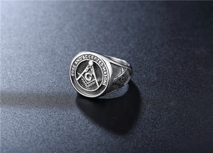 Nhà Máy Bán Buôn Chất Lượng Cao Cổ Điển Thép Không Gỉ Tôn Giáo Freemason Masonic Chết Đúc Mô Hình Thạc Sĩ Mason Nhẫn Cho Nam Giới - Product Image 5