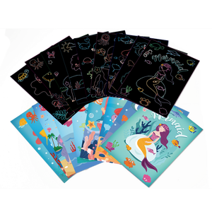 Juego de rascador de arcoíris para niños, juego de manualidades de papel mágico, suministros de juguetes, hojas negras para rascar, tarjetas de notas - Product Image 6
