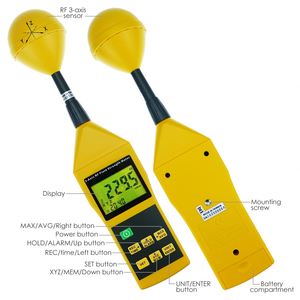 เครื่องวัด EMF แบบ 3 แกน ความแม่นยำสูง ตรวจจับความแรงของสนามแม่เหล็กไฟฟ้า ELF RF ช่วงความถี่ 10MHz-8GHz พร้อมขาตั้งแบบสามขาและสัญญาณเตือน - Product Image 5