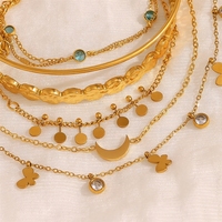 Ensemble de bracelets Bowei en métal, style fleur et lune, incrusté de diamants, bijoux multicouches style plage