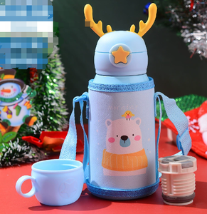 500ml Smart Thermal Insulated Children's Stainless Steel Water <b>Bottle</b> With Cartoon Straw Lid And Customization Options. - Product Image 6