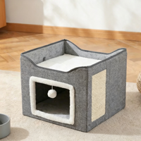 Tente universelle pliable toutes saisons pour animaux de compagnie avec rembourrage en éponge et tapis anti-griffures inclus – Niche amovible et lavable pour chats et chiens