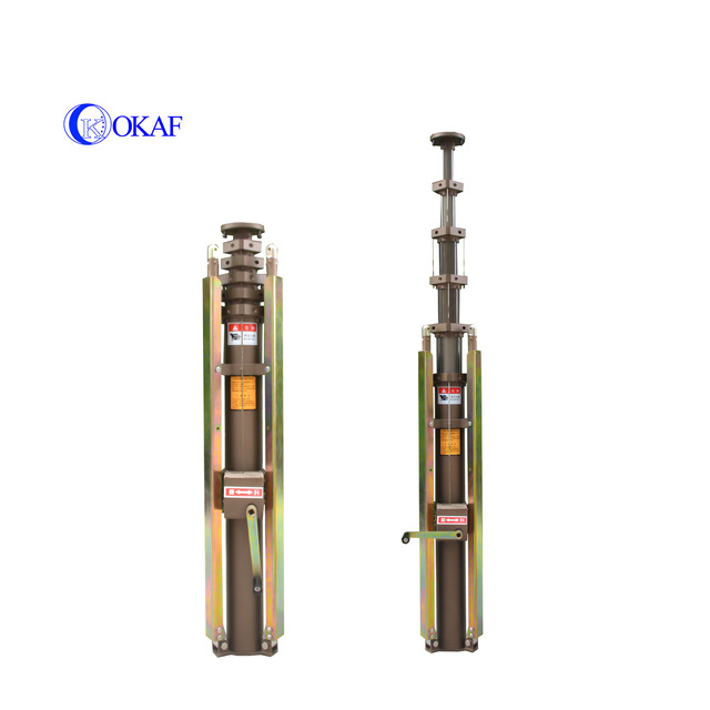 OKAF 3-8m CCTV Mast Tripod Telescopic Mast Camera Pole Aluminum Alloy Hot Dip Galvanized Hand Crank