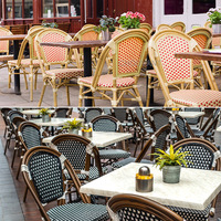 Chaises en rotin de style bistrot français pour l'extérieur, vente en gros d'usine, chaises de jardin pour terrasse extérieure, chaises de restaurant français
