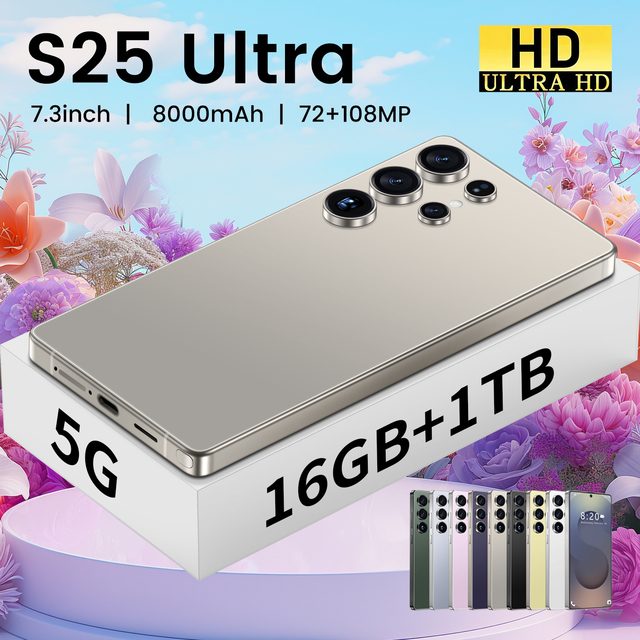 High Quality S25 Ultra Smartphones New Arrival Global Version 5G Dual SIM Mobile Phone with 16GB+1TB Storage