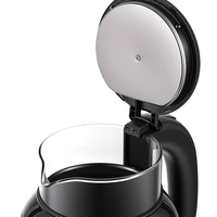 Bouilloire électrique en verre 1500W avec capacité de 2,0 L, ébullition rapide, arrêt automatique, rotation à 360° °   Base pivotante pour le bureau à domicile, la préparation du thé et du café R.7411