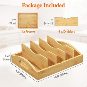 Modern Eco-Friendly Rectangular Non-Folding Lid Organizer 4 Adjustable Inserts 5 Compartments 10.6"D X 8.3"W X <b>Storage</b> - Product Image 2