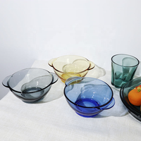 Ensemble de bols à salade en verre borosilicate coloré, boîte personnalisée avec logo, kit de tasses, vaisselle en stock, compatible lave-vaisselle, style européen