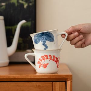 แก้วเซรามิกทำมือลายดอกไม้สไตล์โอเรียนทอลสำหรับดื่มชายามบ่ายใช้ในบ้าน - Product Image 3