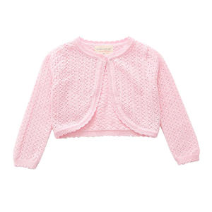 Chaqueta tipo cárdigan larga de algodón puro para niña, bolero de punto de algodón acogedor para bebé, chal con un botón, chal tipo camisa para aire acondicionado - Product Image 5