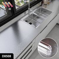 Papier adhésif en aluminium pour cuisine, autocollant anti-graisse pour crédence, revêtement de protection pour armoires et étagères