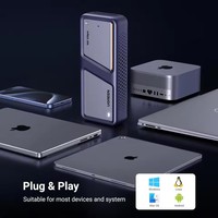 UGREEN CM642 40Gbps M.2 NVMe Enclosure dengan Kipas Pendingin Anti-Jatuh untuk MacBook M.2 Enclosure Mendukung M/B+M Key