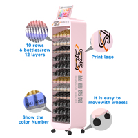 Présentoir Moderne en Métal et Acrylique pour Magasins et Salons, Organisateur de Vernis à Ongles avec 12 Étagères, Montage Facile
