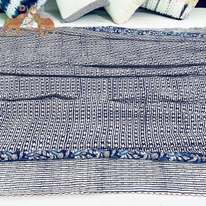 <b>Bed</b> Comforter Cotton Hand Block Diamond Print <b>Quilted</b> <b>Bed</b> <b>Spread</b> Cotton Set - Product Image 3