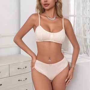 New cross-border trade French-style floral print thin bra and <b>push</b>-up set, cute and girly style - Product Image 1