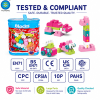 Grand ensemble de blocs de construction pour tout-petits, jouet éducatif pour enfants avec sac de rangement, briques DIY animaux, voitures, chiffres pour enfants