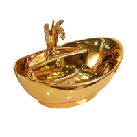 Lavabo de salle de bain en céramique doré, vasque à poser plaquée or