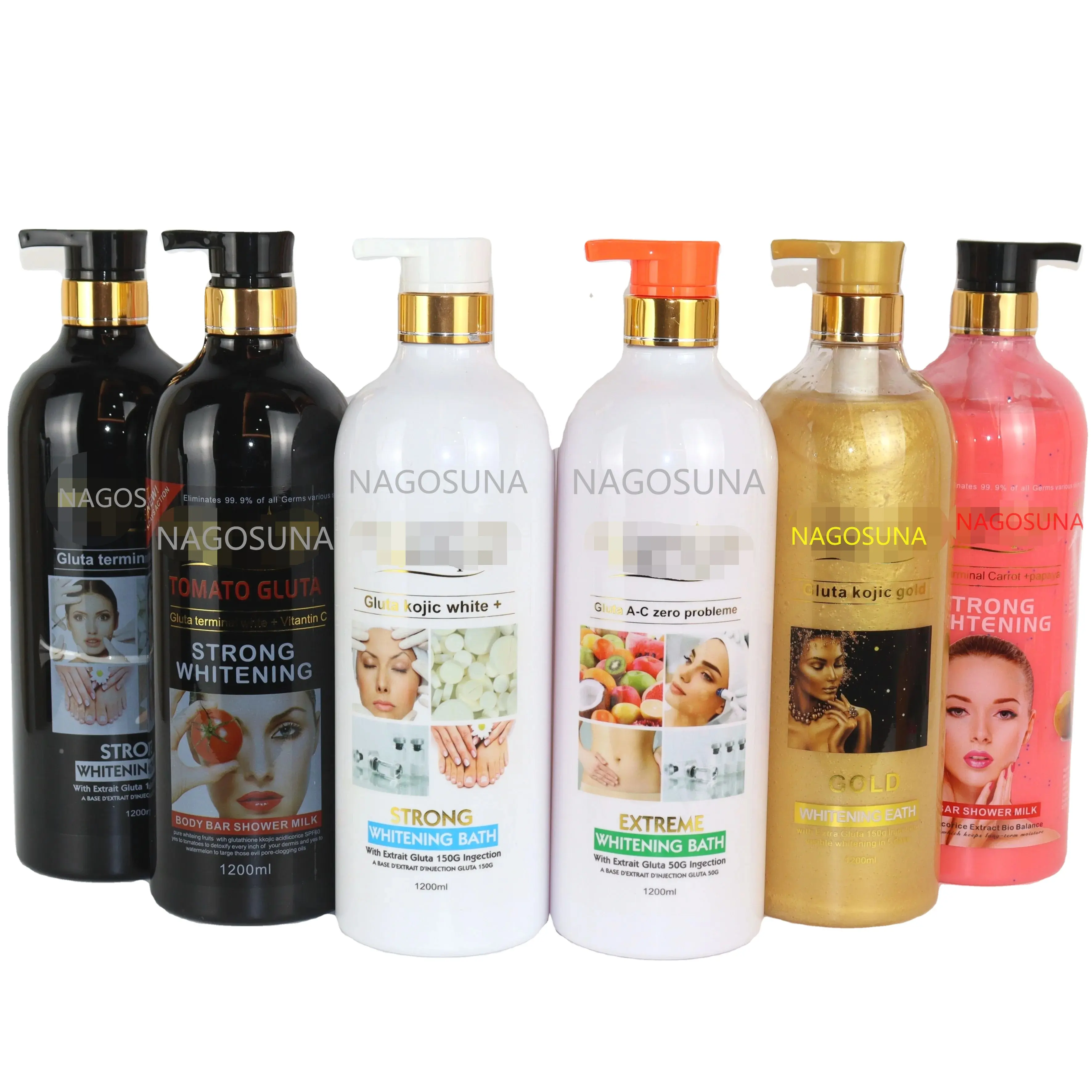 Usine prix nettoyage corps bar douche lait forte bain de blanchiment lavage de la peau Africain gel douche