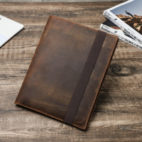 Cuaderno de piel auténtica B5 con logotipo personalizado impreso retro cubierta completa en relieve hecho a mano con ranura para bolígrafo CF9061