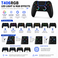 Control Inalámbrico BT RGB con Luz, Giroscopio de 6 Ejes, Joystick para PC, Panel Táctil, Doble Vibración para PC Steam, Control Multifunción para