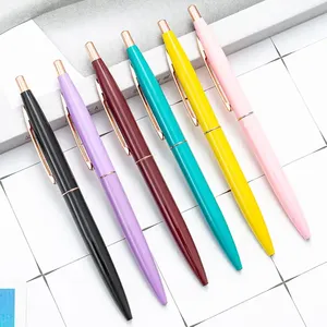 Slim Glossy Piano Lacquer Click Metal <b>Ballpoint</b> <b>Pen</b> With Rose Gold Trim Retractable Advertising Signature <b>Pen</b> - Product Image 6