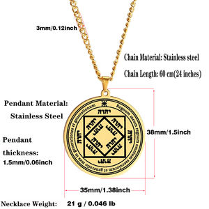 Collar con Colgante de Acero Inoxidable Amuleto Sello de la Llave de Salomón Tercer Pentáculo del Sol Talismán Cuadrado Mágico de Esoterismo Wicca - Product Image 4