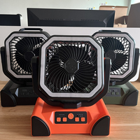 Ventilateur de camping LED 40000 mAh alimenté par USB avec lumière, télécommande, quatre vitesses de vent, boîtier en plastique, batterie électrique extérieure