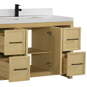 Modern Bathroom <b>Vanity</b> Ceramic Basin Framed Eco-Friendly Durable Design Made Vietnam Natural Ash Bathroom Cabinet - Product Image 3