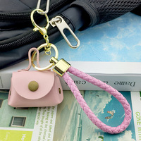 Tas Gantungan Kunci Mini Tali Tangan PVC Fashion dengan Cetak UV dan Kantong Earphone, Gaya Minimalis Modern