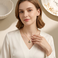 Collier de luxe en acier inoxydable Novirassine, plaqué or, avec pendentif géométrique en forme de tulipe orné de zircons colorés pour femme